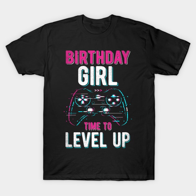 Birthday Girl Level Up Video Game Birthday Party Gift Girls T-Shirt by Panda Pope